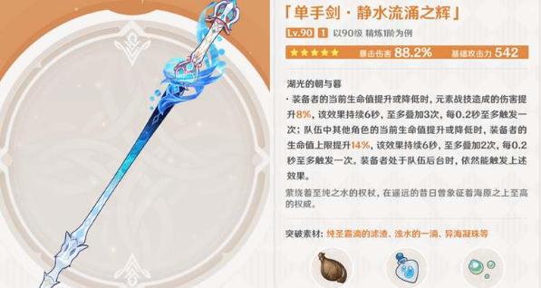 原神静水流涌之辉突破材料清单 水神武器培养指南